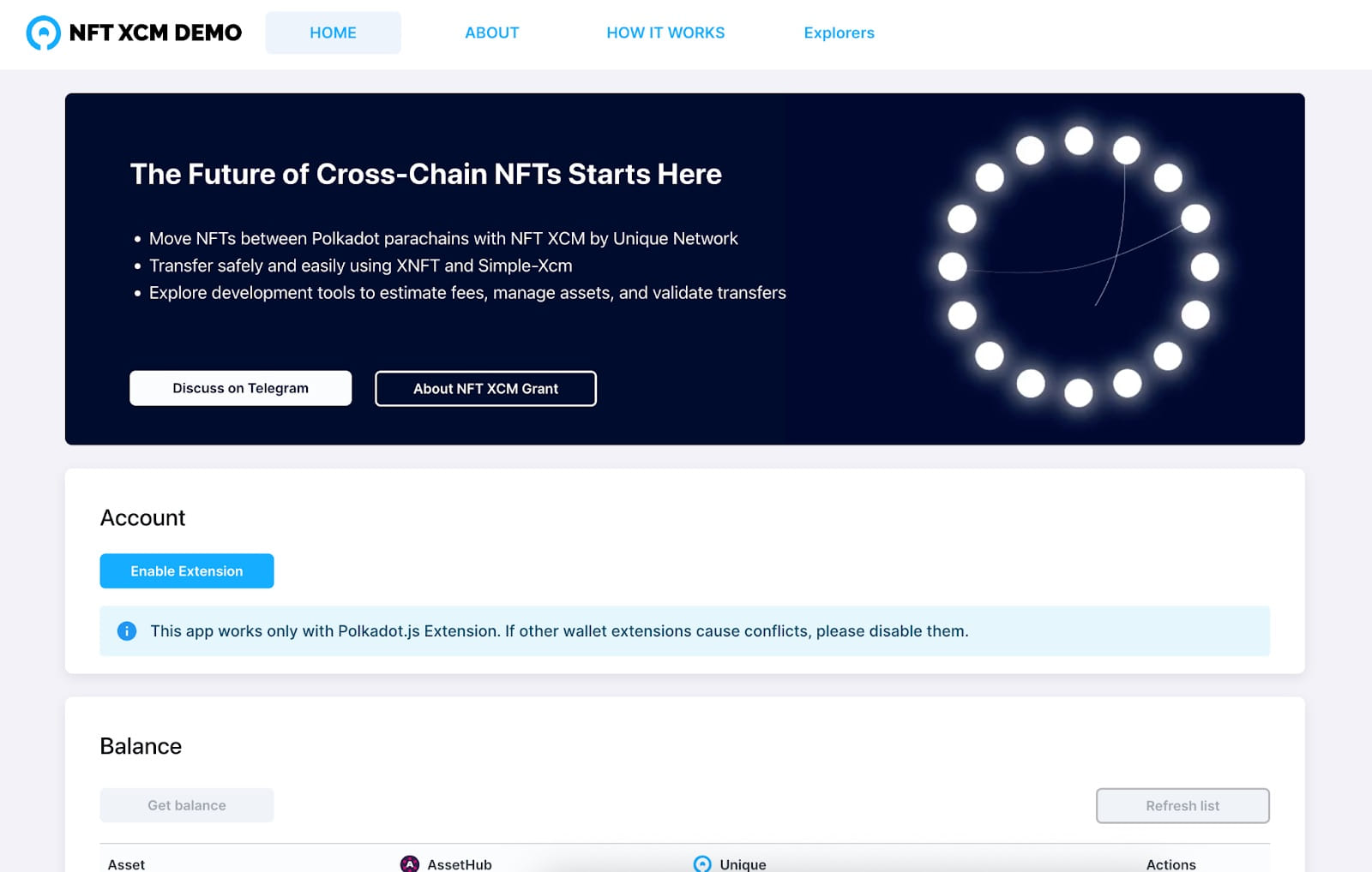 NFT XCM Demo application